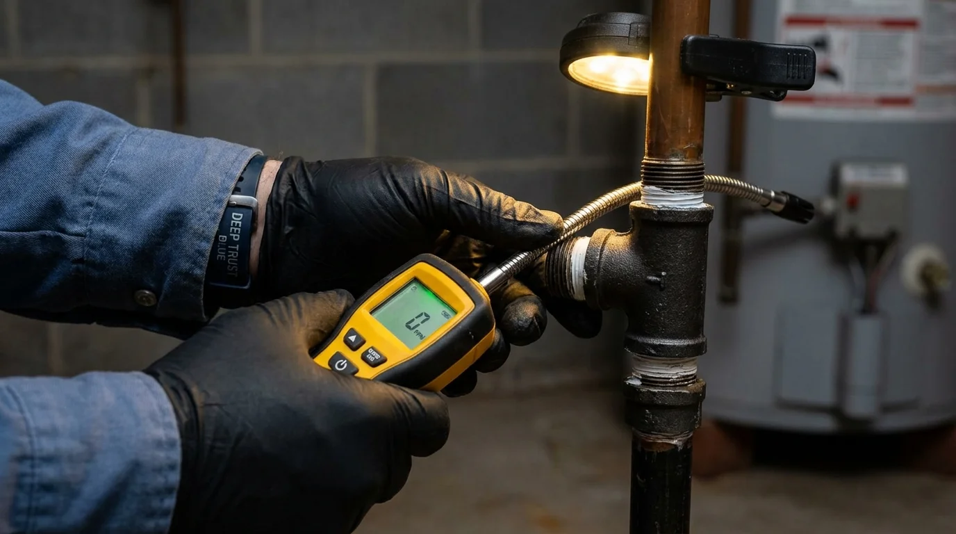 Gas leak detection with electronic sniffer by Johns Plumbing LLC in Star City