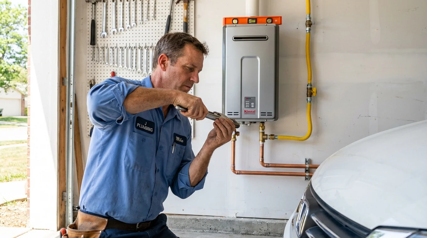 Tankless water heater installation by a Johns Plumbing LLC plumber in Star City