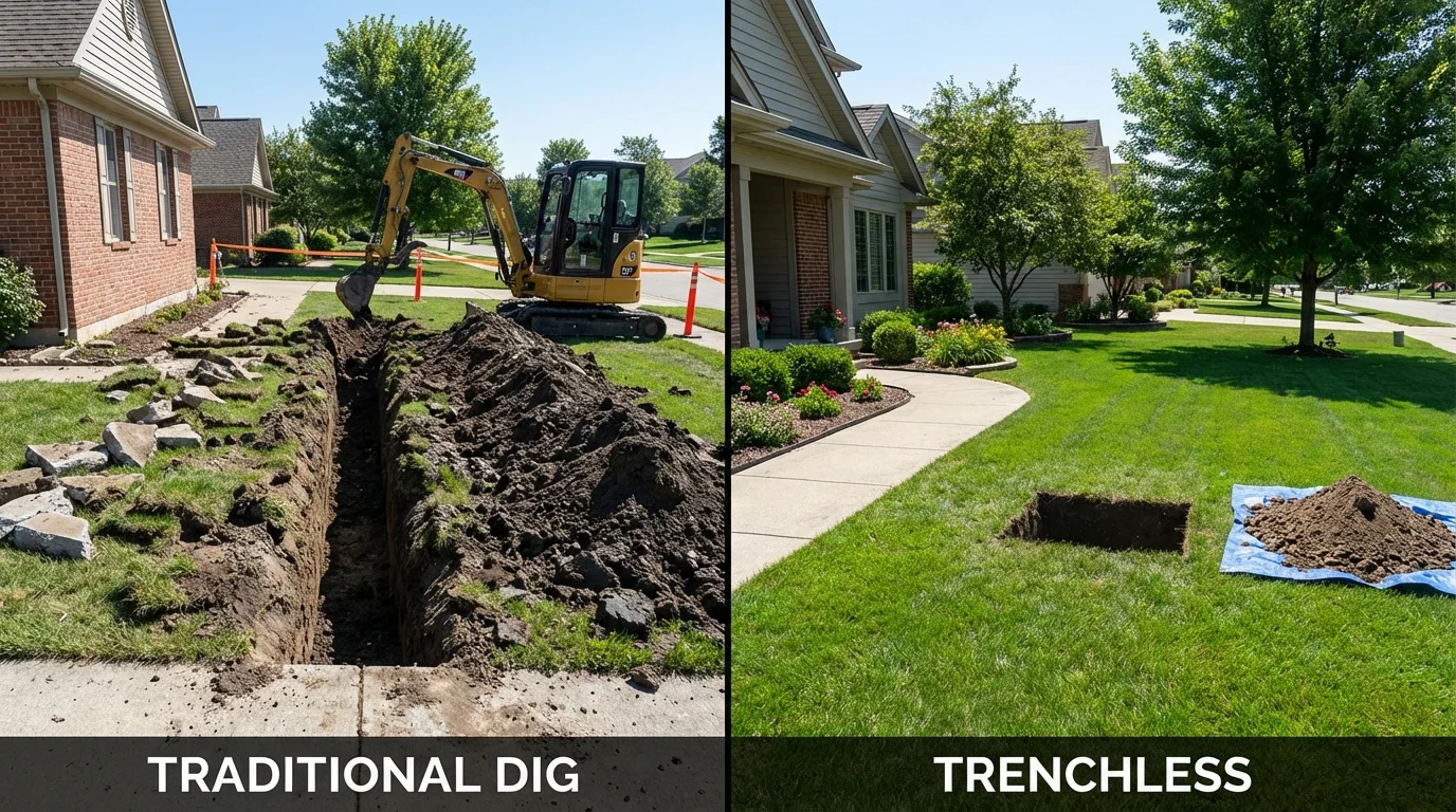 Trenchless sewer repair with minimal yard damage versus traditional excavation in Star City, AR